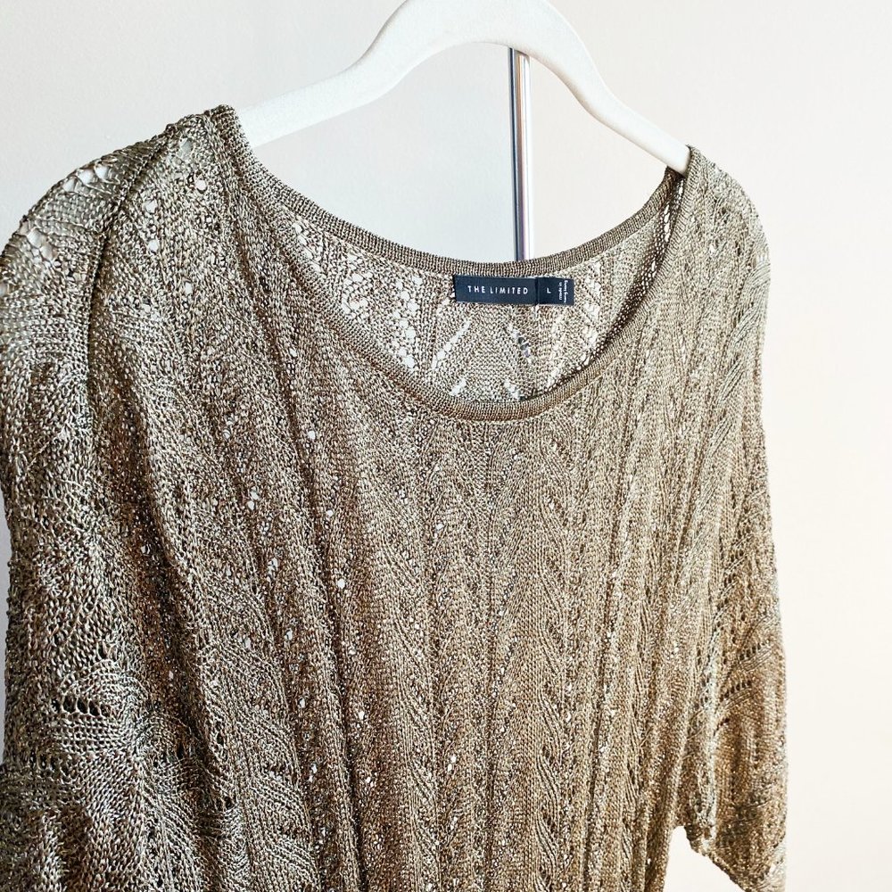 The Limited Sage Green and Gold Stretch Sweater, Perfect Condition